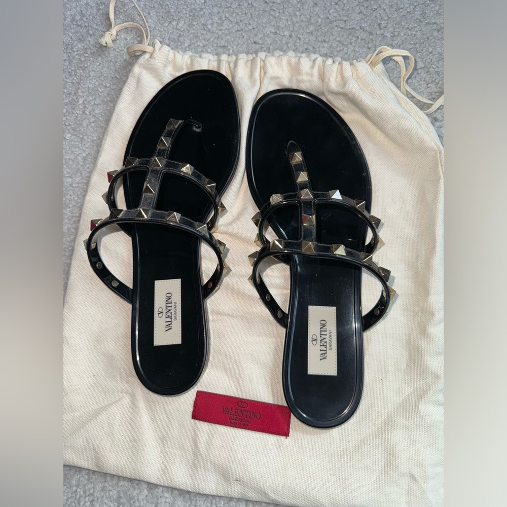 Valentino Rockstud Flat Rubber Sandal